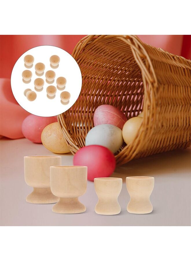 LAMAY 12Pcs Wooden Egg Cup Holder Unfinished Wooden Egg Stand DIY Wooden Egg Cups Easter Egg Display Holder DIY Unfinished Wood Crafts for Easter Party Decor - Image 4